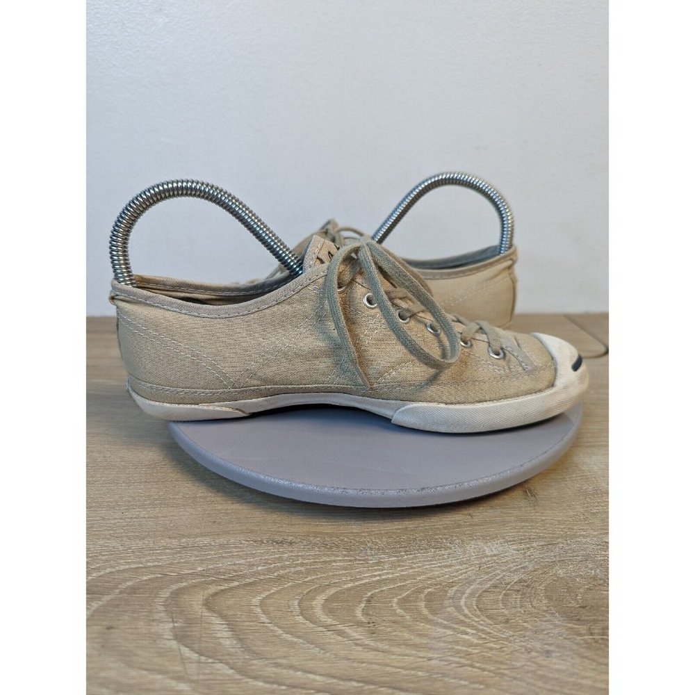 Converse Jack Purcell Tan White Canvas Low Top Casual Sneakers 540345C size 7.5 - Picture 8 of 10
